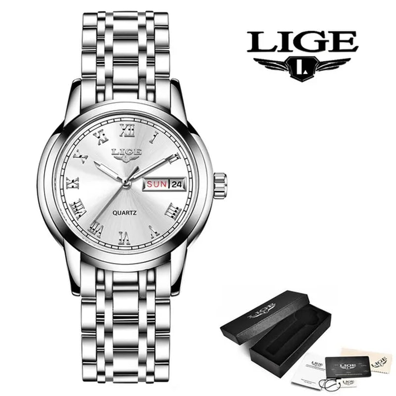 LIGE 2020 New Gold Watch Women Watches Ladies Creative Steel Women's Bracelet Watches Female Waterproof Clock Relogio Feminino