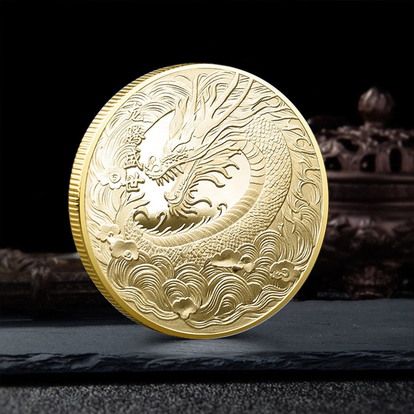 Festival Decorations Indoor Dragon Coin, Chinese Luck Dragon Coin, 2024 Plated Commemorative Challenge Coin with Chinese Letters, New Year Gifts for Children, Friends, Neighbors on Sales Master Coins