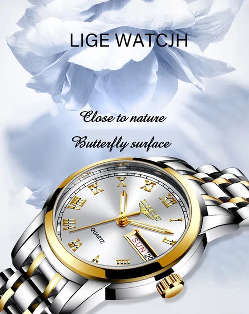 LIGE 2020 New Gold Watch Women Watches Ladies Creative Steel Women's Bracelet Watches Female Waterproof Clock Relogio Feminino