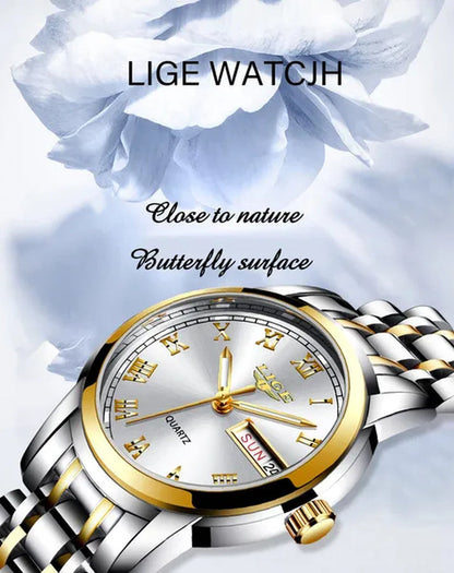 LIGE 2020 New Gold Watch Women Watches Ladies Creative Steel Women's Bracelet Watches Female Waterproof Clock Relogio Feminino