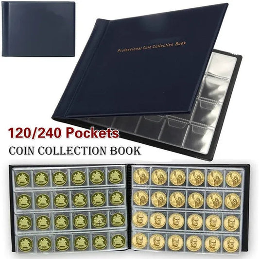 120/240 Pockets Coins Holders Medallions Badges Collecting Collection Storage Money Penny Album Book - WORLD TIME VISITS