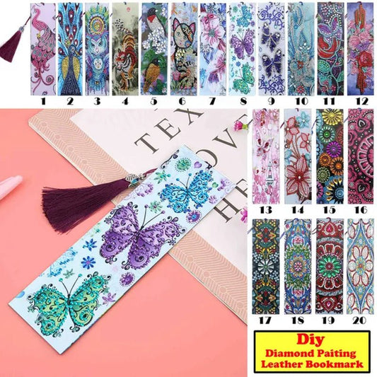 20 Types New Diy Leather Book Marks Special Shaped Diamond Painting Tassel Bookmarks Crafts 5D Exquisite Diamond Bookmark Learning Gifts - WORLD TIME VISITS
