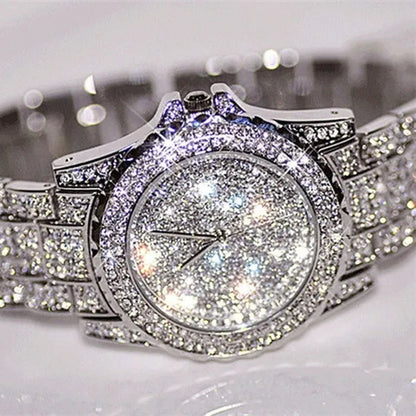 New Diamond Rhinestone Luxury Silver Gold Watch Fashion Bling Bling Fashion Diamond Watch High Quality Lady Wristwatches - WORLD TIME VISITS