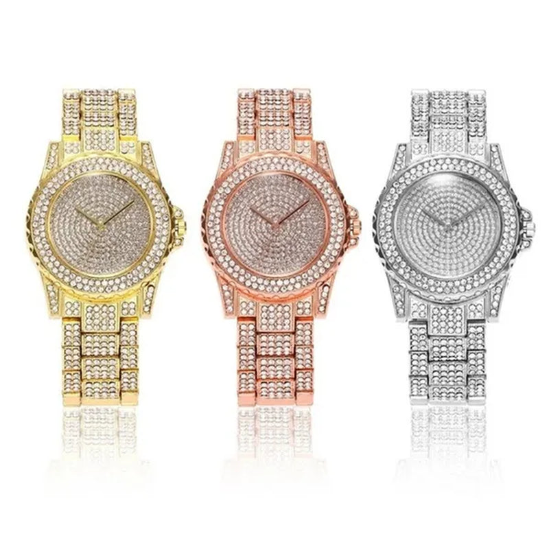 New Diamond Rhinestone Luxury Silver Gold Watch Fashion Bling Bling Fashion Diamond Watch High Quality Lady Wristwatches