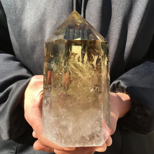 500G/700G/1000G Natural Smokey Citrine Quartz Crystal Obelisk Wand Point Healing Home Decoration - WORLD TIME VISITS