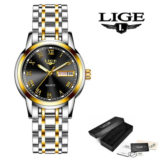 LIGE 2020 New Gold Watch Women Watches Ladies Creative Steel Women's Bracelet Watches Female Waterproof Clock Relogio Feminino