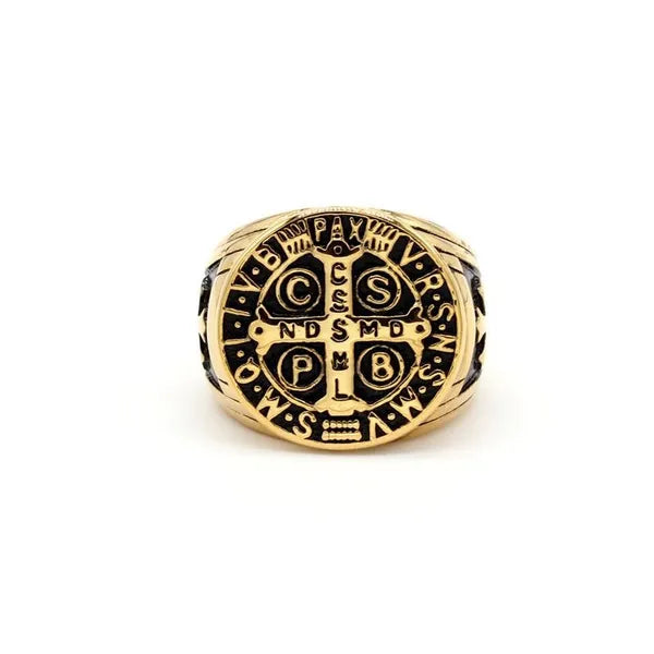 St. Benedict's Exorcism Cross Ring in Stainless Steel: A Fusion of Faith, Protection, and Style - An Exquisite Accessory for the Modern Spiritual Enthusiast - WORLD TIME VISITS