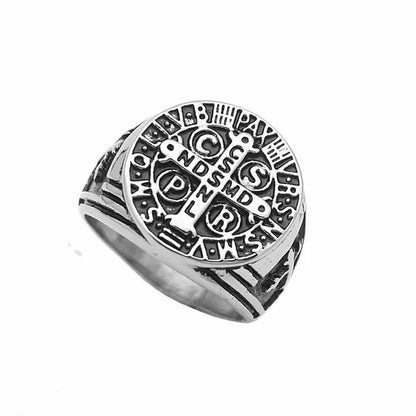 St. Benedict's Exorcism Cross Ring in Stainless Steel: A Fusion of Faith, Protection, and Style - An Exquisite Accessory for the Modern Spiritual Enthusiast