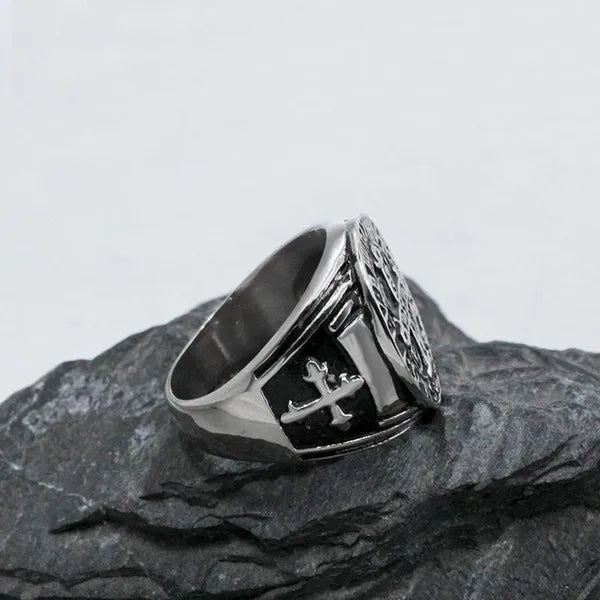 St. Benedict's Exorcism Cross Ring in Stainless Steel: A Fusion of Faith, Protection, and Style - An Exquisite Accessory for the Modern Spiritual Enthusiast