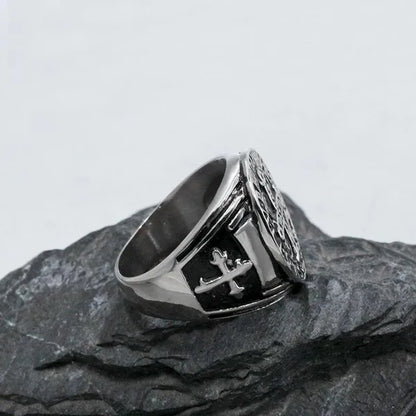 St. Benedict's Exorcism Cross Ring in Stainless Steel: A Fusion of Faith, Protection, and Style - An Exquisite Accessory for the Modern Spiritual Enthusiast