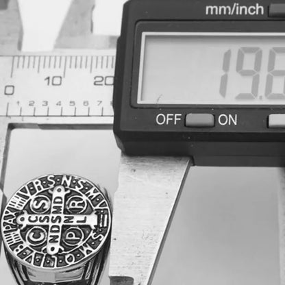 St. Benedict's Exorcism Cross Ring in Stainless Steel: A Fusion of Faith, Protection, and Style - An Exquisite Accessory for the Modern Spiritual Enthusiast