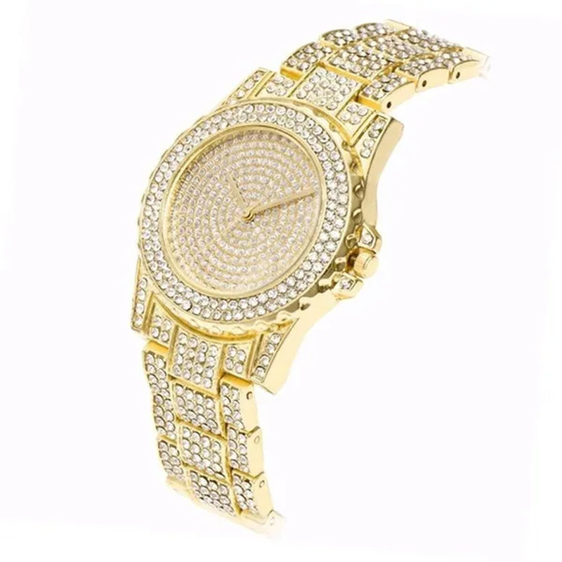 New Diamond Rhinestone Luxury Silver Gold Watch Fashion Bling Bling Fashion Diamond Watch High Quality Lady Wristwatches - WORLD TIME VISITS
