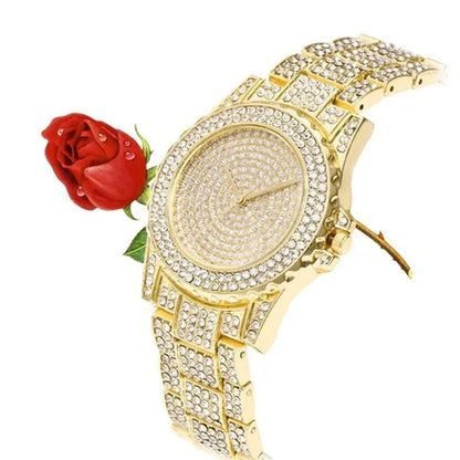 New Diamond Rhinestone Luxury Silver Gold Watch Fashion Bling Bling Fashion Diamond Watch High Quality Lady Wristwatches