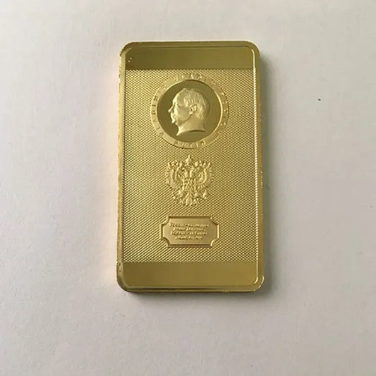 2 Pcs the Putin Coin 24K Real Gold Plated Badge 50 X 28 Mm Souvenir Bullion Bar Coin - WORLD TIME VISITS