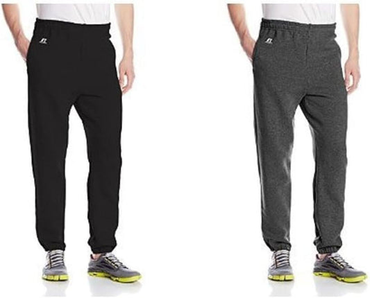 Men'S Dri Power Fleece Elastic Bottom Sweatpants, Relaxed Fit, Moisture Wicking, with or without Pockets - WORLD TIME VISITS