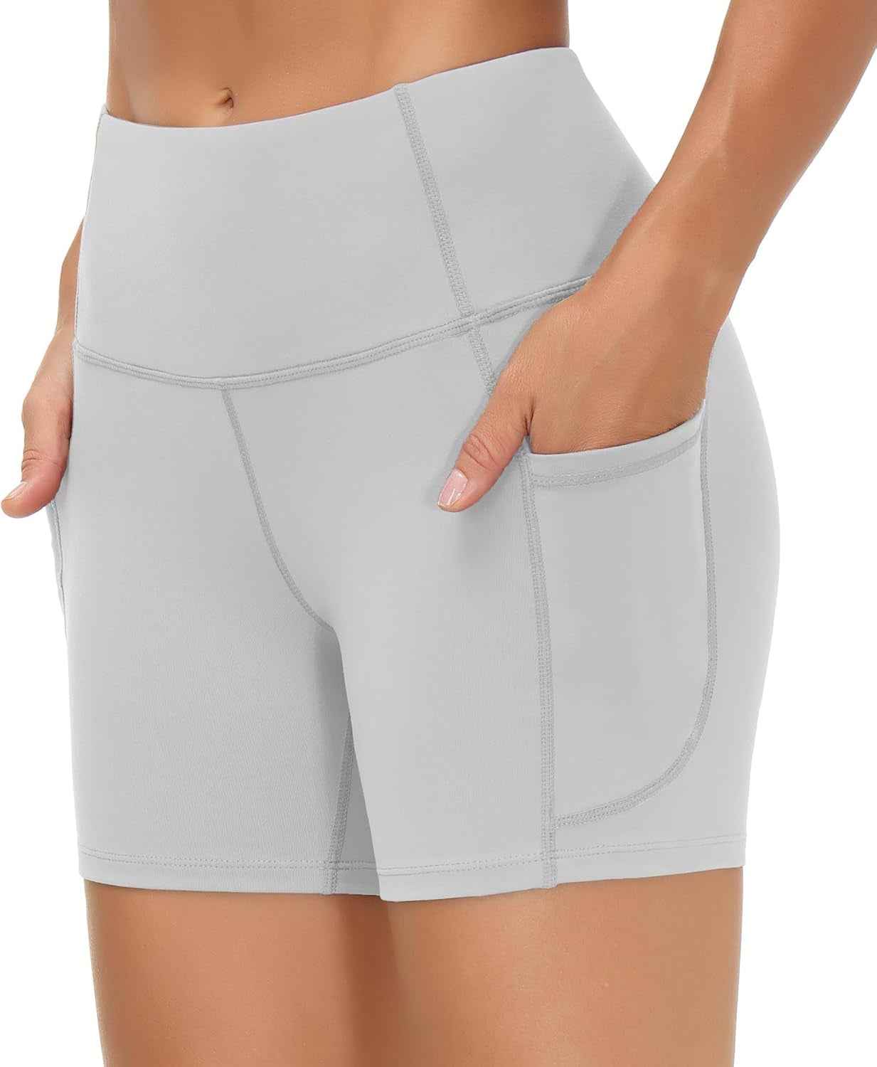Women'S High Waist Workout Shorts Breathable Dolphin Split Elastic Lounge Yoga Shorts