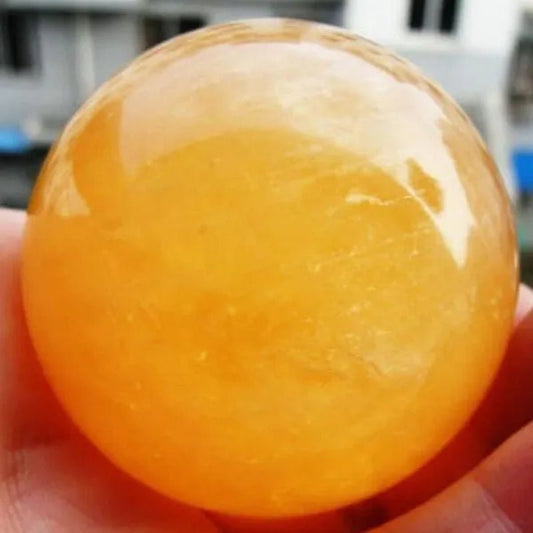 About 500G Natural Citrine Quartz Crystal Sphere Ball Healing Gemstone - WORLD TIME VISITS