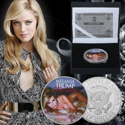 Art Craft Silver Foil Plated Melaniya Model round Coin with Souvenir Gift - WORLD TIME VISITS