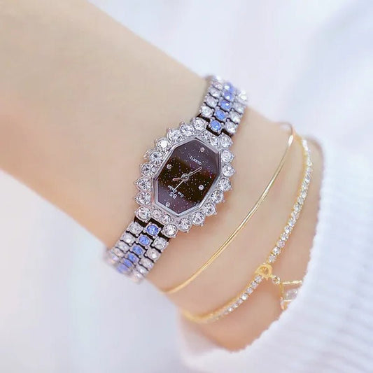 BS Brand Fashion Watches Women Ladies Diamonds Small Bracelet Watch Green Stone Gold Waterproof Montre femme - WORLD TIME VISITS