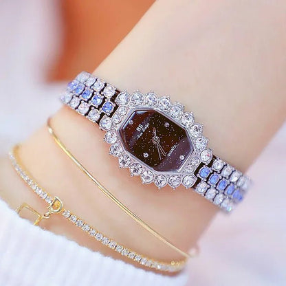 BS Brand Fashion Watches Women Ladies Diamonds Small Bracelet Watch Green Stone Gold Waterproof Montre femme - WORLD TIME VISITS