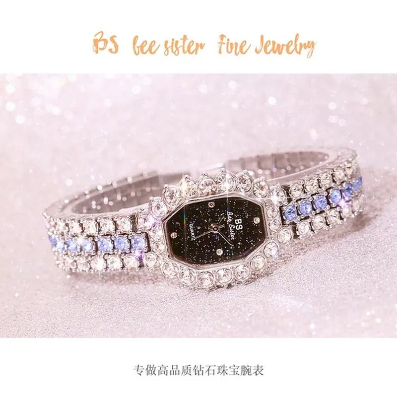 BS Brand Fashion Watches Women Ladies Diamonds Small Bracelet Watch Green Stone Gold Waterproof Montre femme - WORLD TIME VISITS