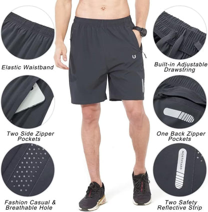 Men'S Athletic Running Shorts Quick Dry Workout Shorts 7"/ 5"/ 9" Lightweight Sports Gym Basketball Shorts Hiking