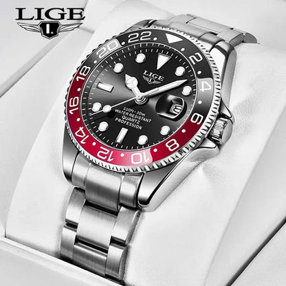 LIGE Military Men's Watch Stainless Steel Band Date Mens Business Male Watches Waterproof Luxuries Men Wrist Watches for Men