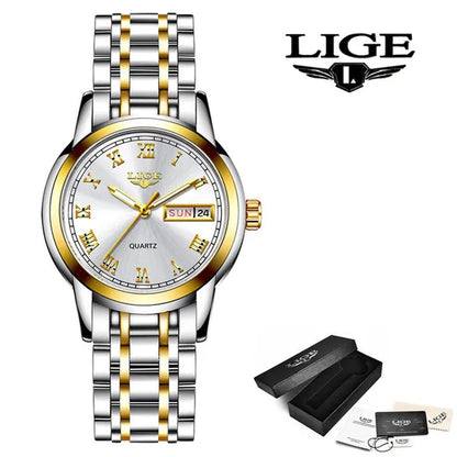 LIGE 2020 New Gold Watch Women Watches Ladies Creative Steel Women's Bracelet Watches Female Waterproof Clock Relogio Feminino
