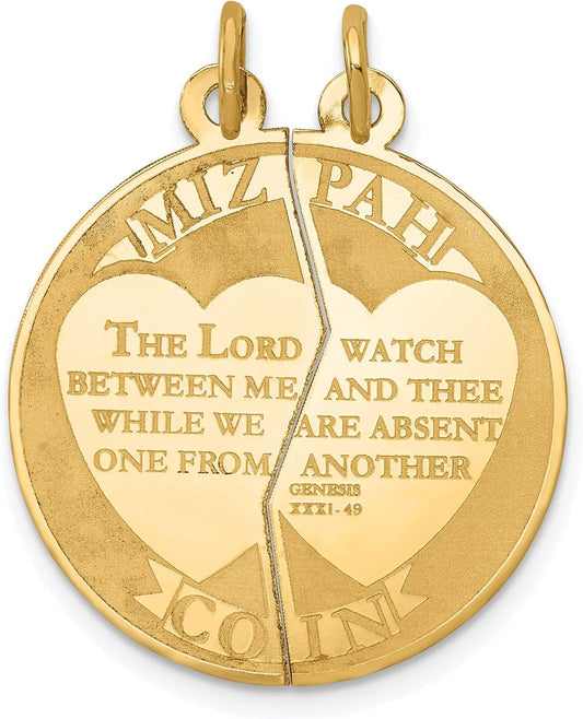 10K Yellow Gold Mizpah 2-Piece Pendant Charm (29Mm X 23Mm)