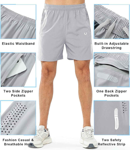 Men'S Athletic Running Shorts Quick Dry Workout Shorts 7"/ 5"/ 9" Lightweight Sports Gym Basketball Shorts Hiking