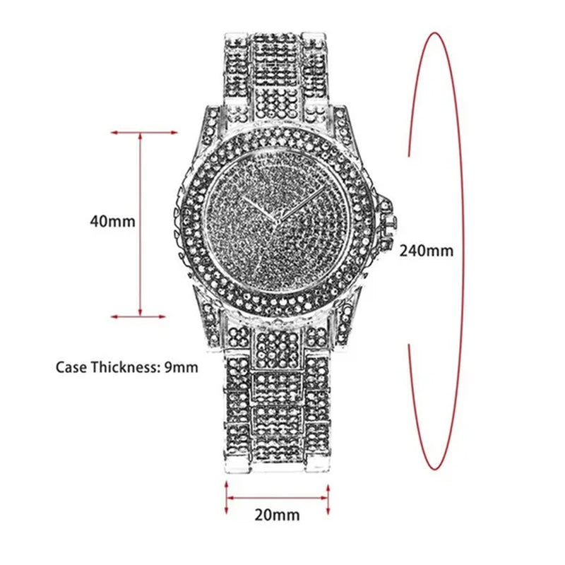 New Diamond Rhinestone Luxury Silver Gold Watch Fashion Bling Bling Fashion Diamond Watch High Quality Lady Wristwatches