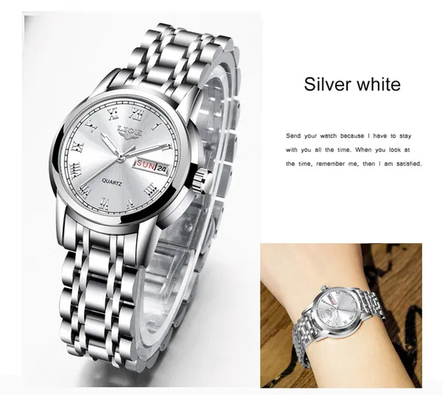 LIGE 2020 New Gold Watch Women Watches Ladies Creative Steel Women's Bracelet Watches Female Waterproof Clock Relogio Feminino