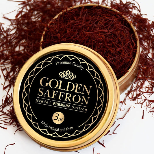 , Finest Pure Premium All Red Saffron Threads, Grade A+ Super Negin, Non - Gmo Verified. for Tea, Paella, Rice, Desserts, Golden Milk and Risotto (3 Grams) - WORLD TIME VISITS