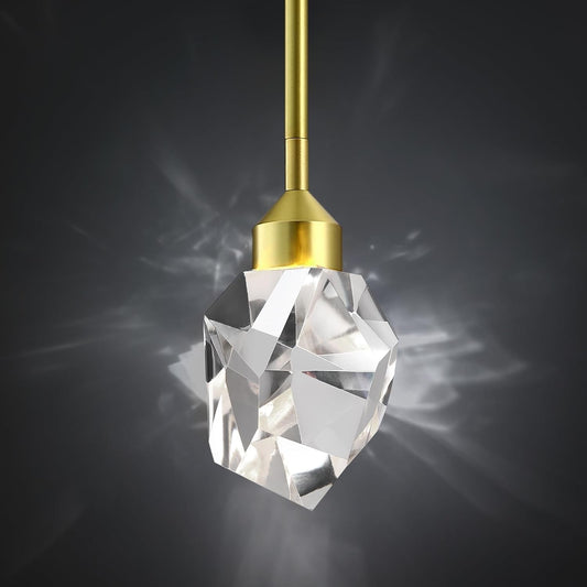 Gold Crystal Pendant Light Small Hanging Pendant Light Fixtures 8W LED Light 3 Color Temperature Adjustable 3000K - 5000K - 4000K Mini Single Modern Chandelier for Kitchen Island Bathroom - WORLD TIME VISITS