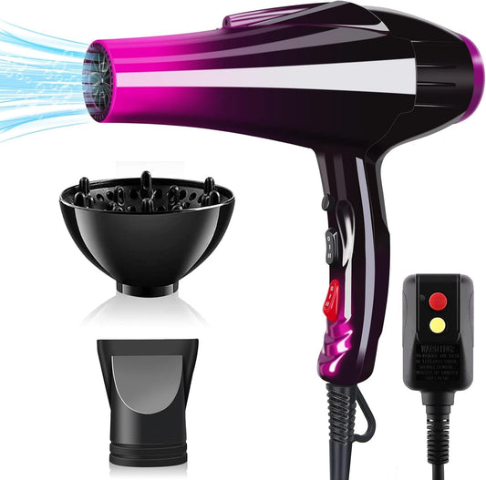 Hair Dryer 3500W Professional Blow Dryer Built - In Powerful AC Motor Diffuser Fast Drying Heat Hairdryer Powerful Home Salon Hair Dryers - WORLD TIME VISITS
