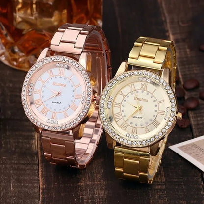 Luxury Brand Ladies Quartz Watches Women Full Diamond Rose Watch Gold Fashion Watch for Gift Clock Reloj Mujer Montre Femme - WORLD TIME VISITS
