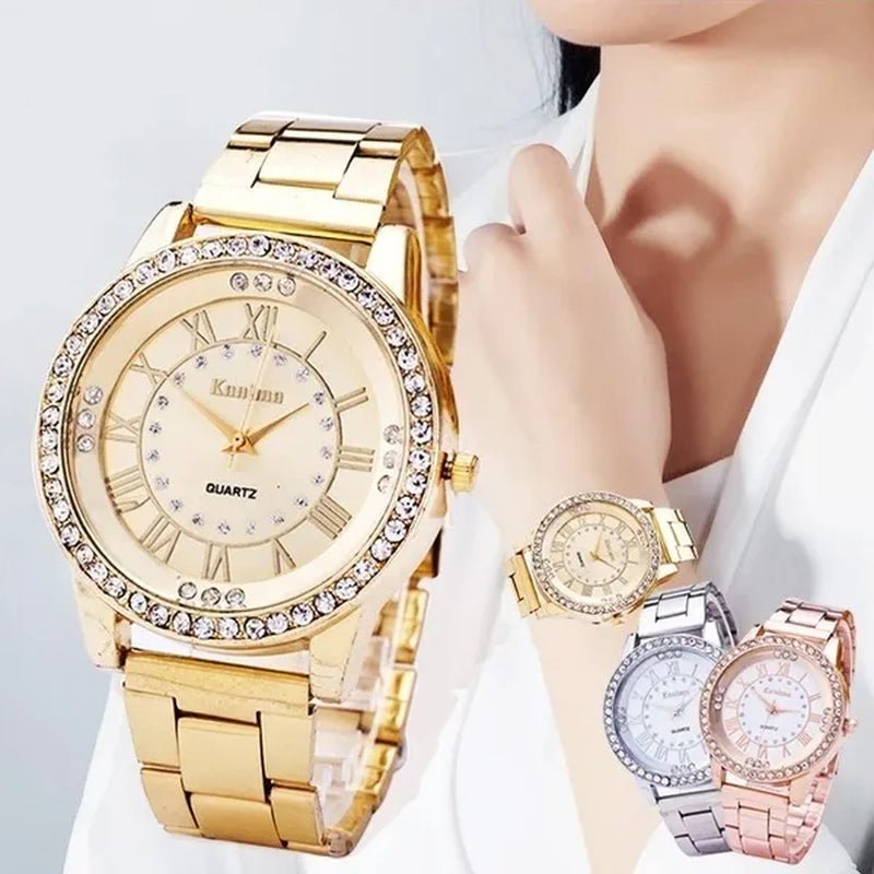 Luxury Brand Ladies Quartz Watches Women Full Diamond Rose Watch Gold Fashion Watch for Gift Clock Reloj Mujer Montre Femme - WORLD TIME VISITS